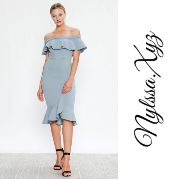 OFF-THE-SHOULDER DENIM BODYCON DRESS - Picture 5 of 5